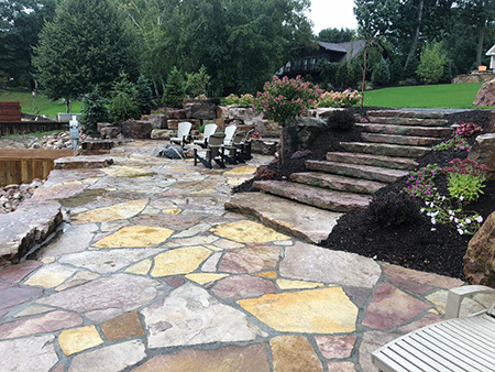 Flagstone Patio with Sandstone Stairs